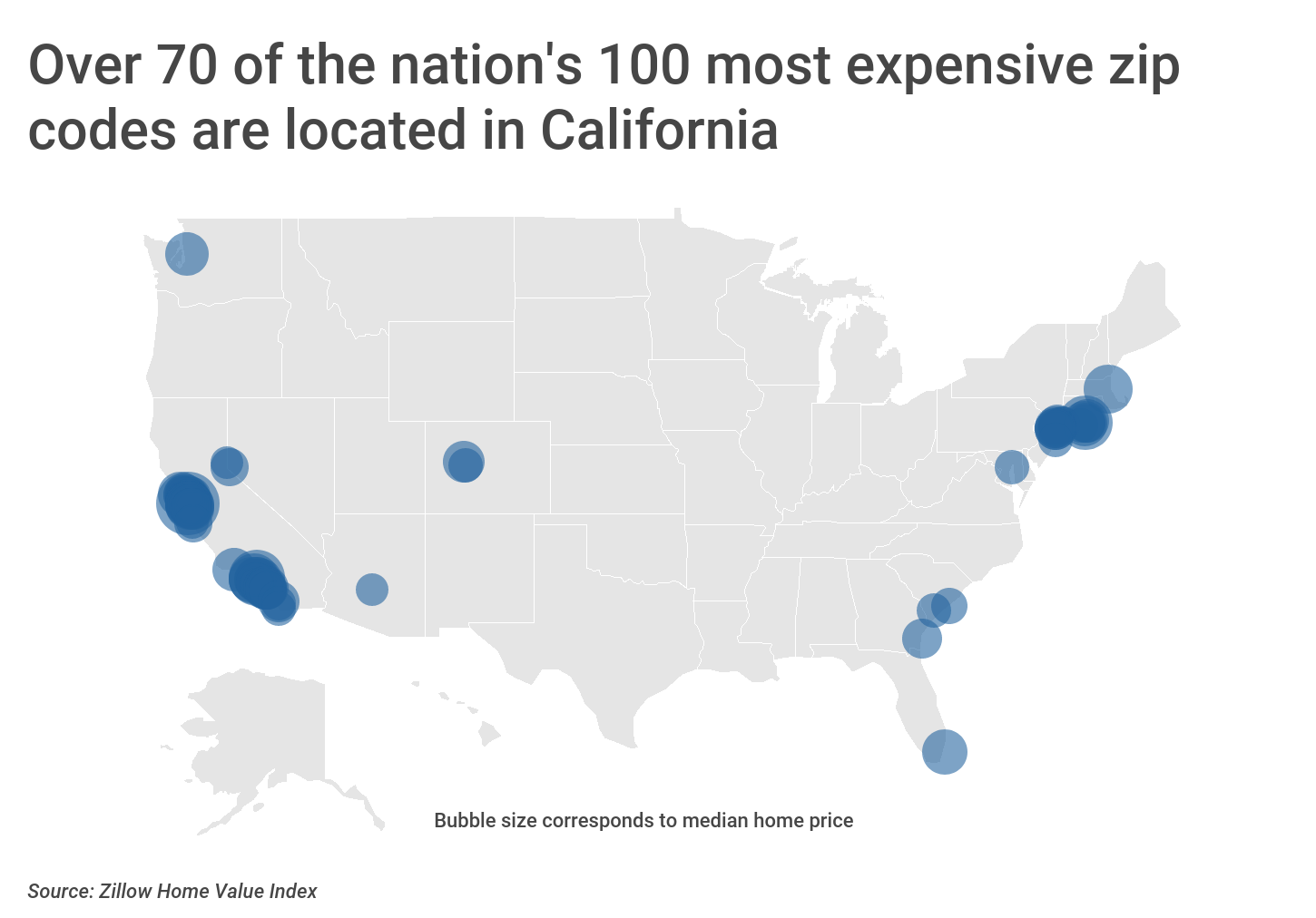 Chart2 Over 70 of the top 100 most expensive zip codes are in California