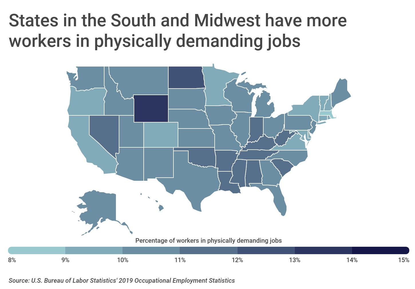Chart3 The South and Midwest have more workers in physically demanding jobs