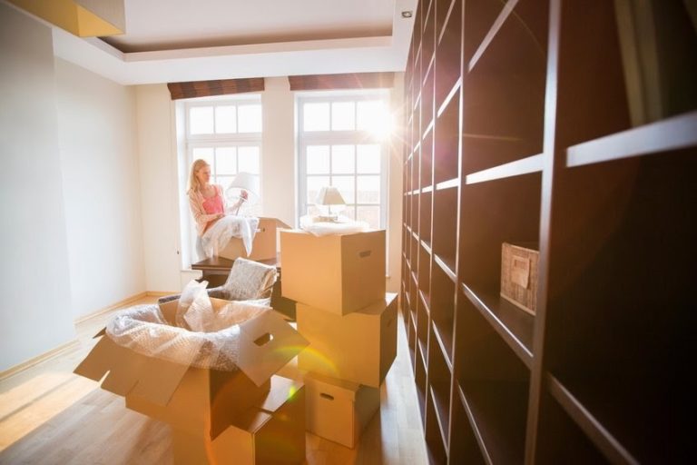 Woman packing to move