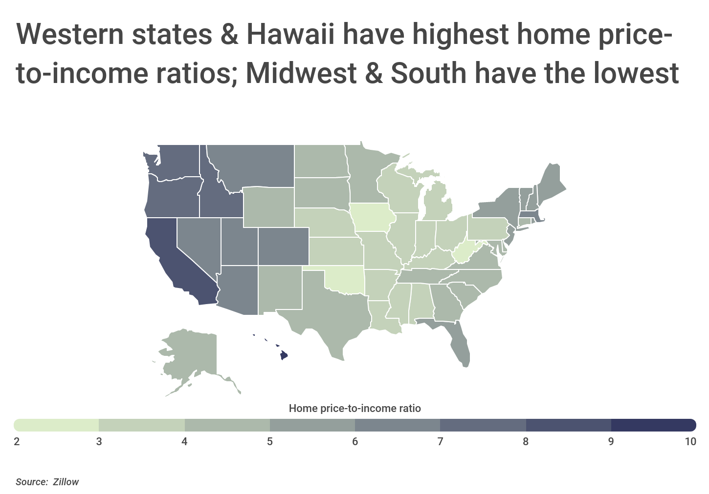 Chart3_Western states & Hawaii have the highest home price-to-income ratios
