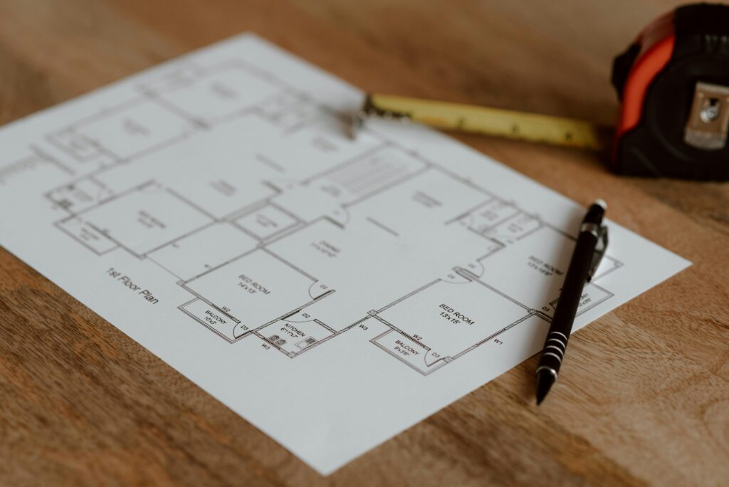 Construction plans that show a kitchen. Kitchen appliances are a very common part of the submittal process, especially in commercial construction, multi-family housing (like apartment buildings), or custom residential builds.