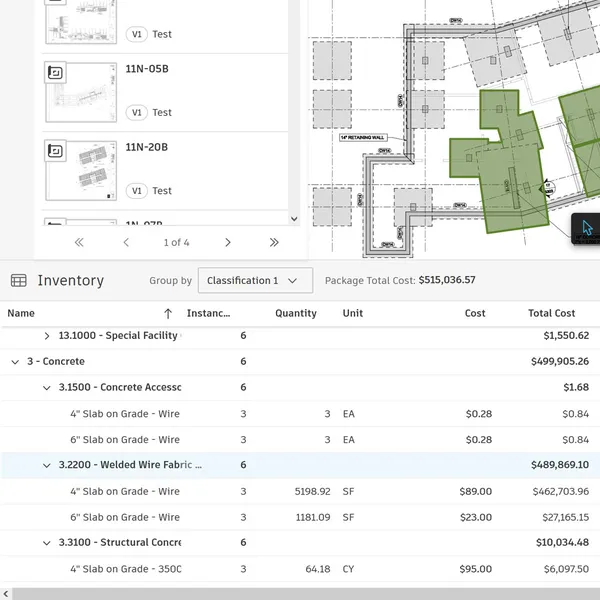 Autodesk Forma Takeoff Interface Screenshot