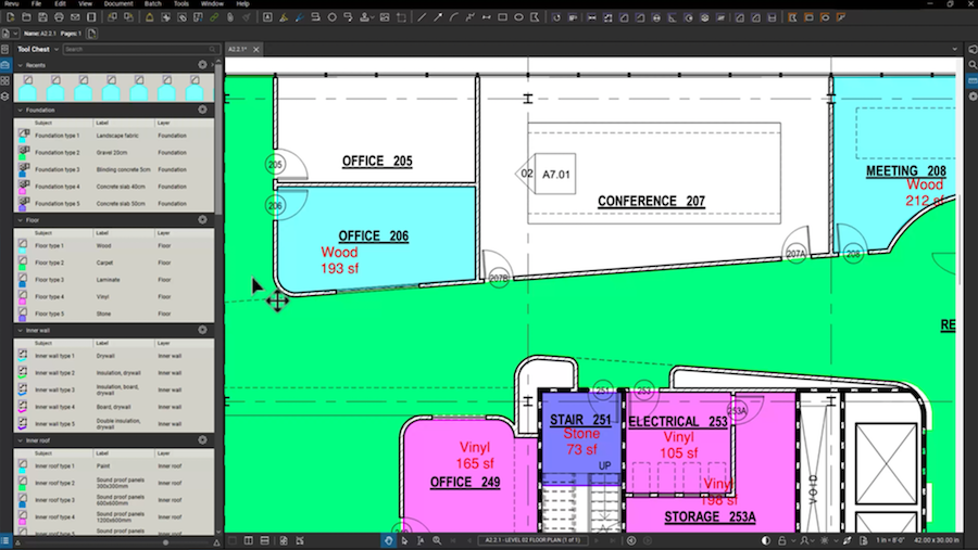 Bluebeam Revu Material Takeoff Screenshot