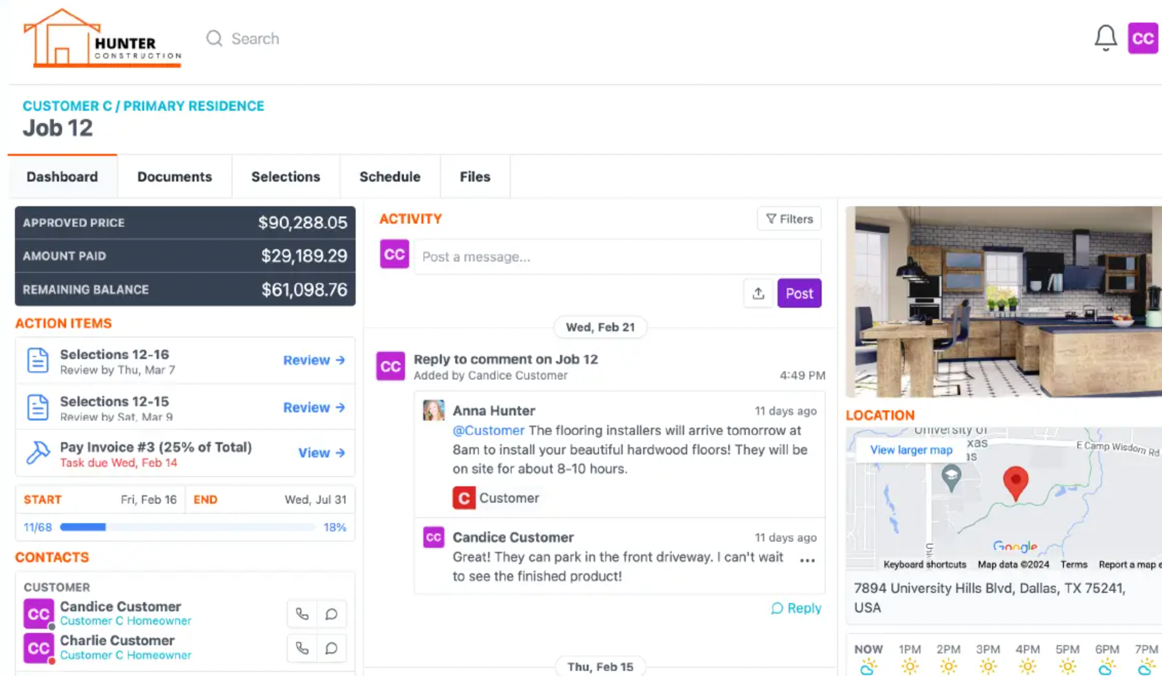JobTread project management software - Project Dashboard interface screenshot