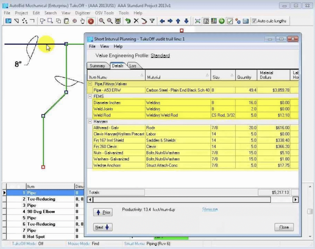 Trimble AutoBid Automatic Fittings Feature Screenshot